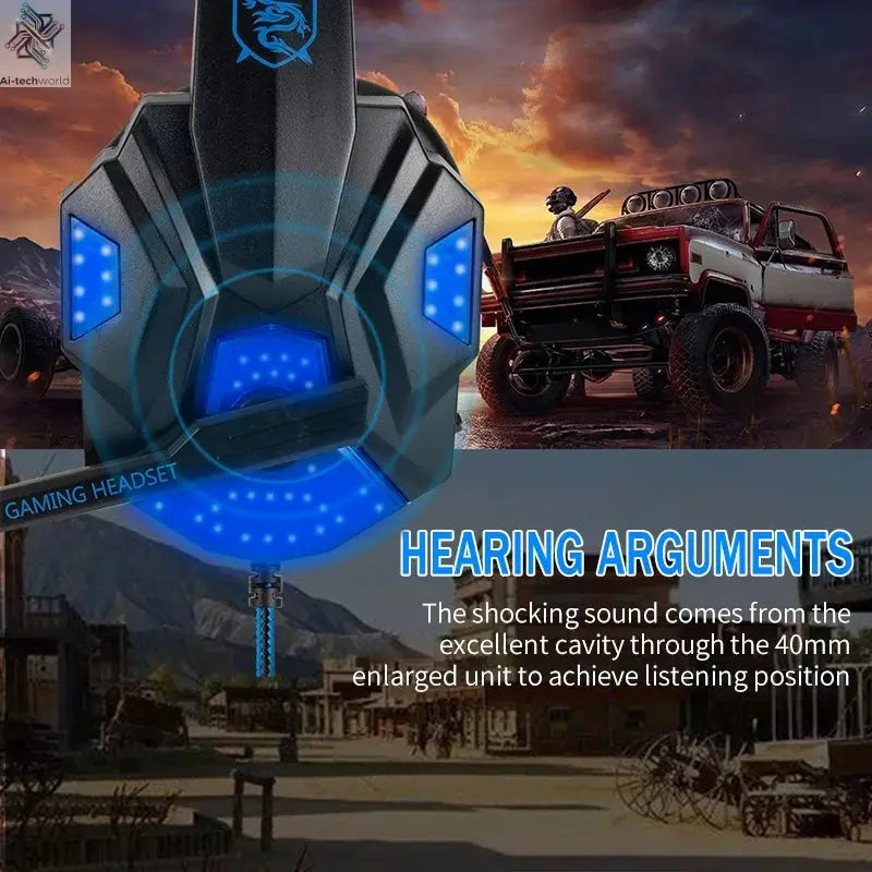 New Professional Wired Gaming Headphones With Microphone Led Light For Computer PS4 PS5 Xbox Bass Stereo PC Gaming Headset Gifts Ai-TechWorld 