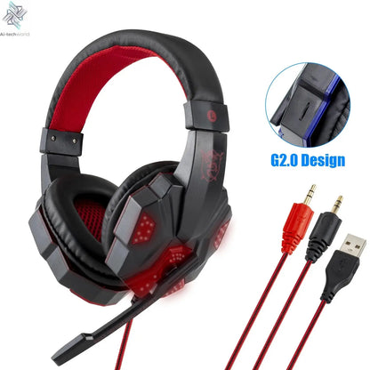 New Professional Wired Gaming Headphones With Microphone Led Light For Computer PS4 PS5 Xbox Bass Stereo PC Gaming Headset Gifts Ai-TechWorld 