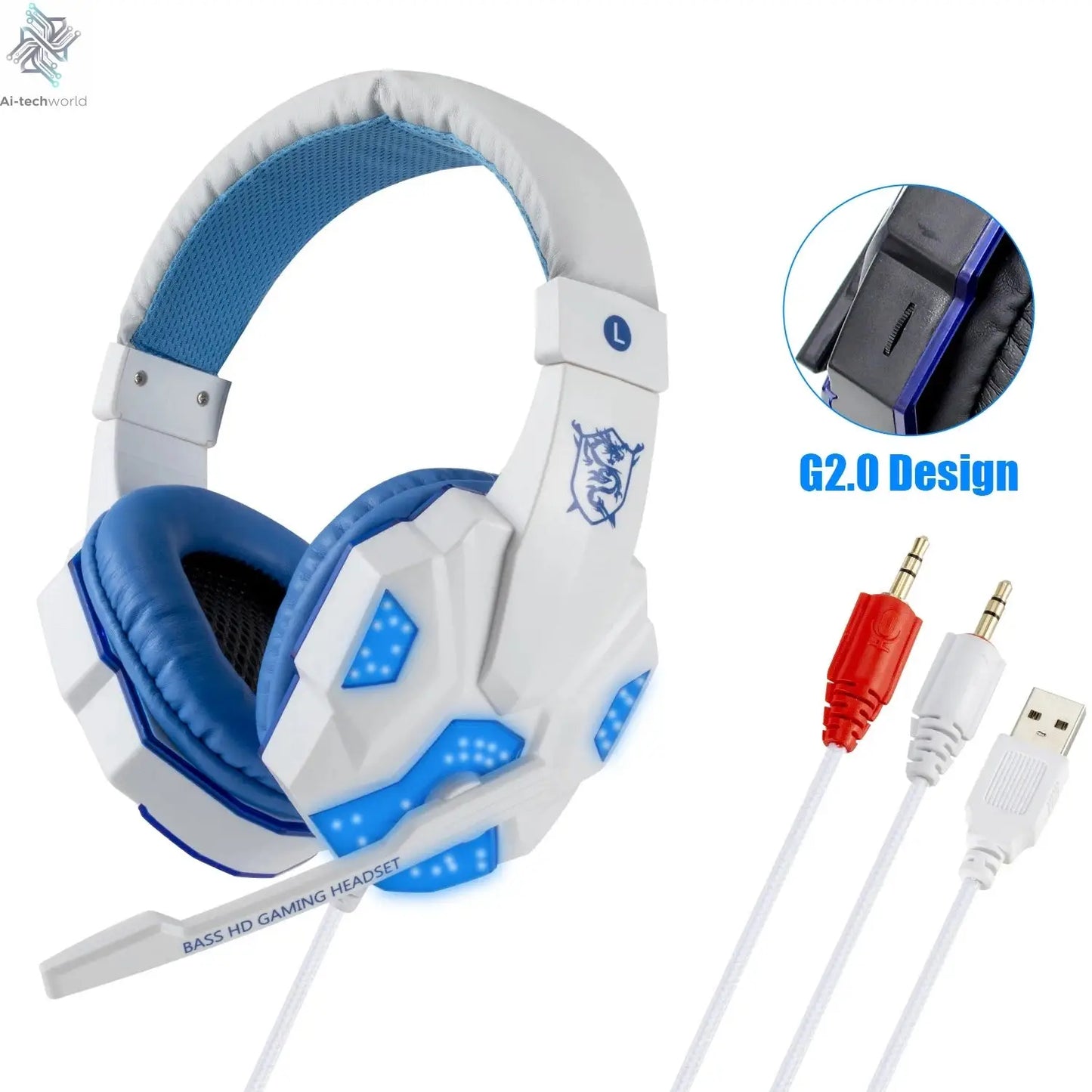 New Professional Wired Gaming Headphones With Microphone Led Light For Computer PS4 PS5 Xbox Bass Stereo PC Gaming Headset Gifts Ai-TechWorld 