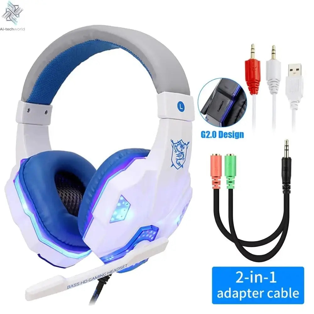 New Professional Wired Gaming Headphones With Microphone Led Light For Computer PS4 PS5 Xbox Bass Stereo PC Gaming Headset Gifts Ai-TechWorld 