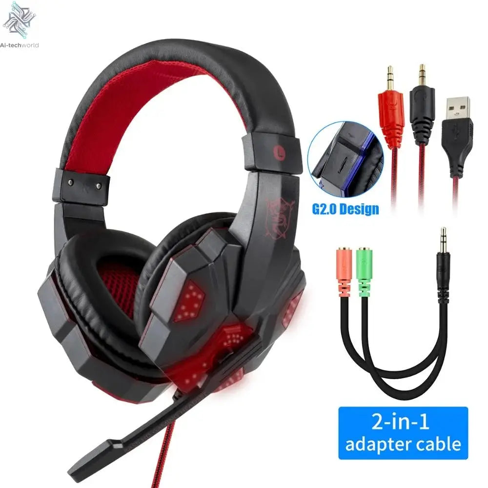 New Professional Wired Gaming Headphones With Microphone Led Light For Computer PS4 PS5 Xbox Bass Stereo PC Gaming Headset Gifts Ai-TechWorld 
