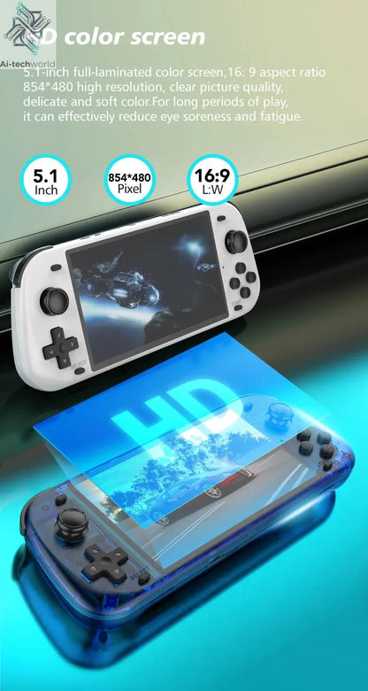New R50S Retro Handheld Game Console 5.1 Inch Large Screen Linux System 854*480 4200mAh Video Gaming Player Boy Gifts Ai-TechWorld 