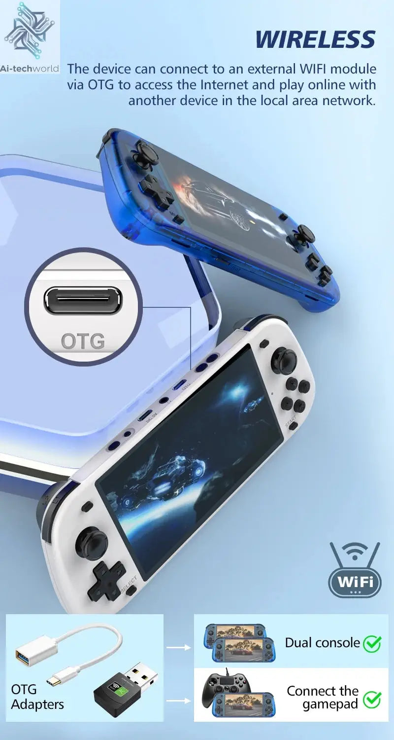 New R50S Retro Handheld Game Console 5.1 Inch Large Screen Linux System 854*480 4200mAh Video Gaming Player Boy Gifts Ai-TechWorld 