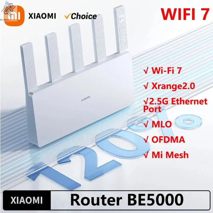 New XIAOMI Router BE5000 WiFi 7 5011Mbps 2.5GHz Network Port 512MB Memory Dual Broadband Access Network Security Protection CN - Ai - TechWorld