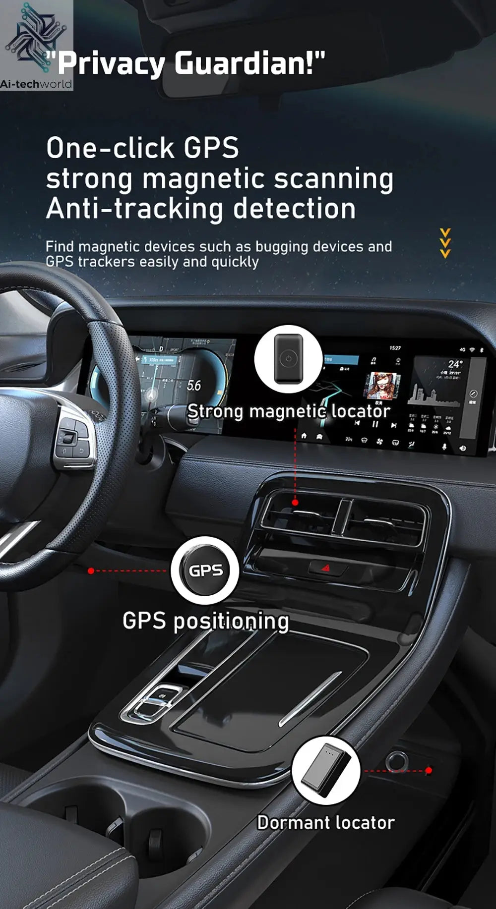 New signal detector anti-peeping camera viewfinder anti-peeping infrared scanner signal source anti-lost sound and light alarm Ai-TechWorld 