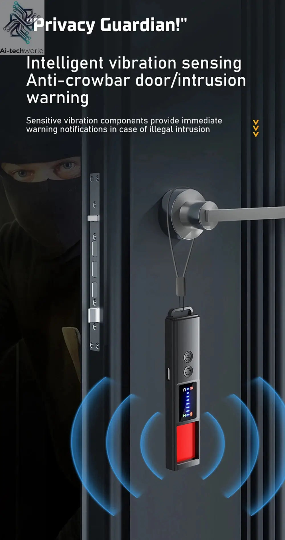 New signal detector anti-peeping camera viewfinder anti-peeping infrared scanner signal source anti-lost sound and light alarm Ai-TechWorld 