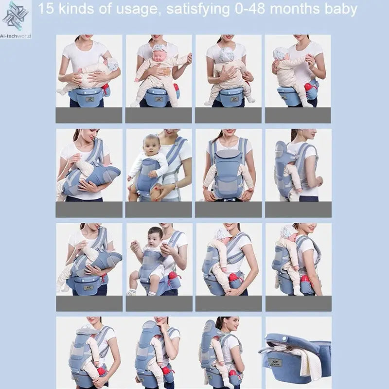 Newborn Ergonomic Baby Carrier Backpack Infant Baby Hipseat Carrier Front Facing Ergonomic Kangaroo Baby Wrap Sling Travel Ai-TechWorld 