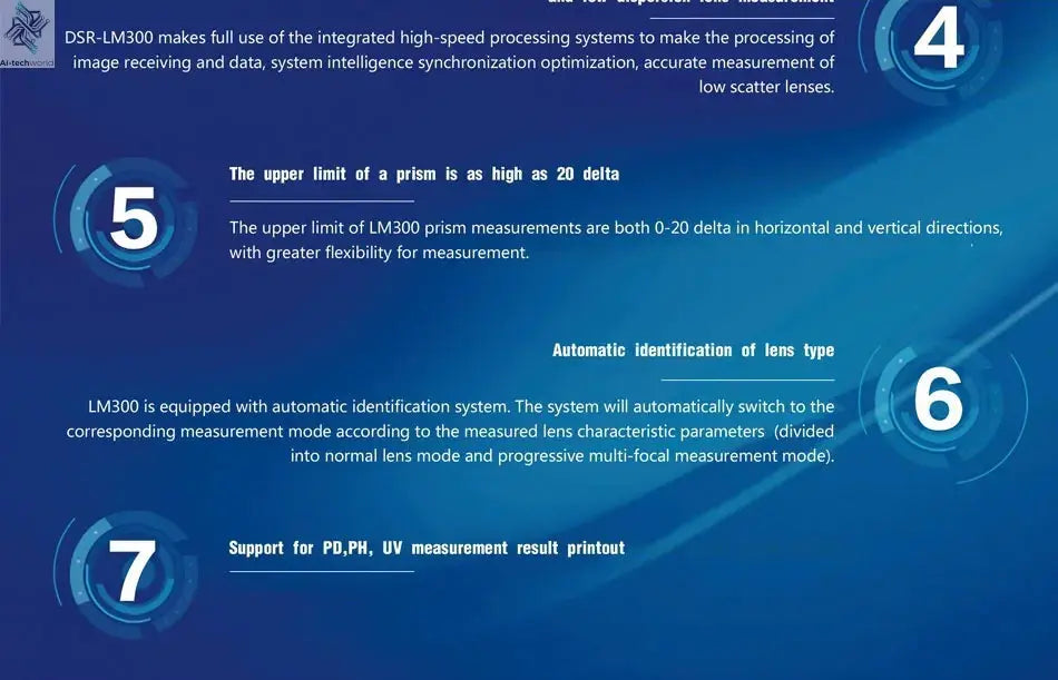 Nova LM300 Auto Lensmeter Digital Lensometer Optical Focimeter Automatic Lens Meter 7 Inch Touch Screen UV PD Printing Ai-TechWorld 
