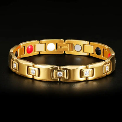 Magnet Improve Sleeping Fashion Rose Gold Couple Bracelet Men's and Women's Titanium Steel Diamond-Embedded Non-Fading Fancy Anti-Static Ai-TechWorld 