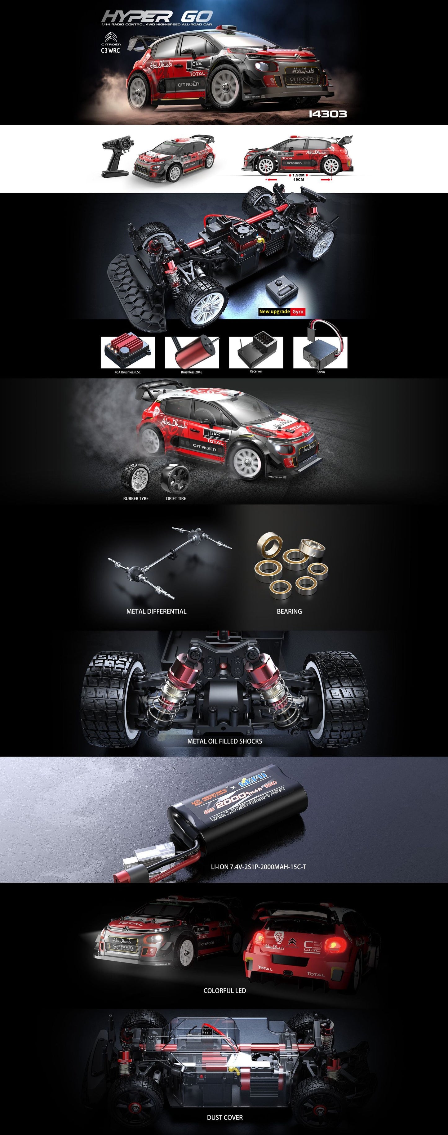 New MJX 10208 Small Monster 1/10 Hypergo 2.4G Brushless High Speed RC Professional Adult Off road Remote Control Vehicle RC Cars Ai-TechWorld 