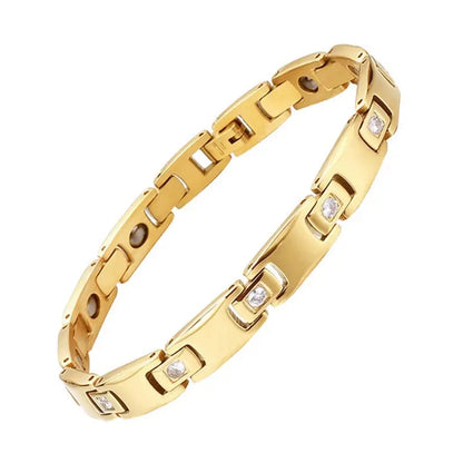 Magnet Improve Sleeping Fashion Rose Gold Couple Bracelet Men's and Women's Titanium Steel Diamond-Embedded Non-Fading Fancy Anti-Static Ai-TechWorld 