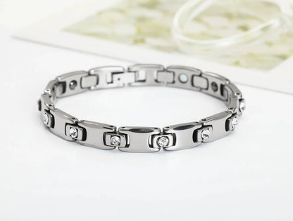 Magnet Improve Sleeping Fashion Rose Gold Couple Bracelet Men's and Women's Titanium Steel Diamond-Embedded Non-Fading Fancy Anti-Static Ai-TechWorld 