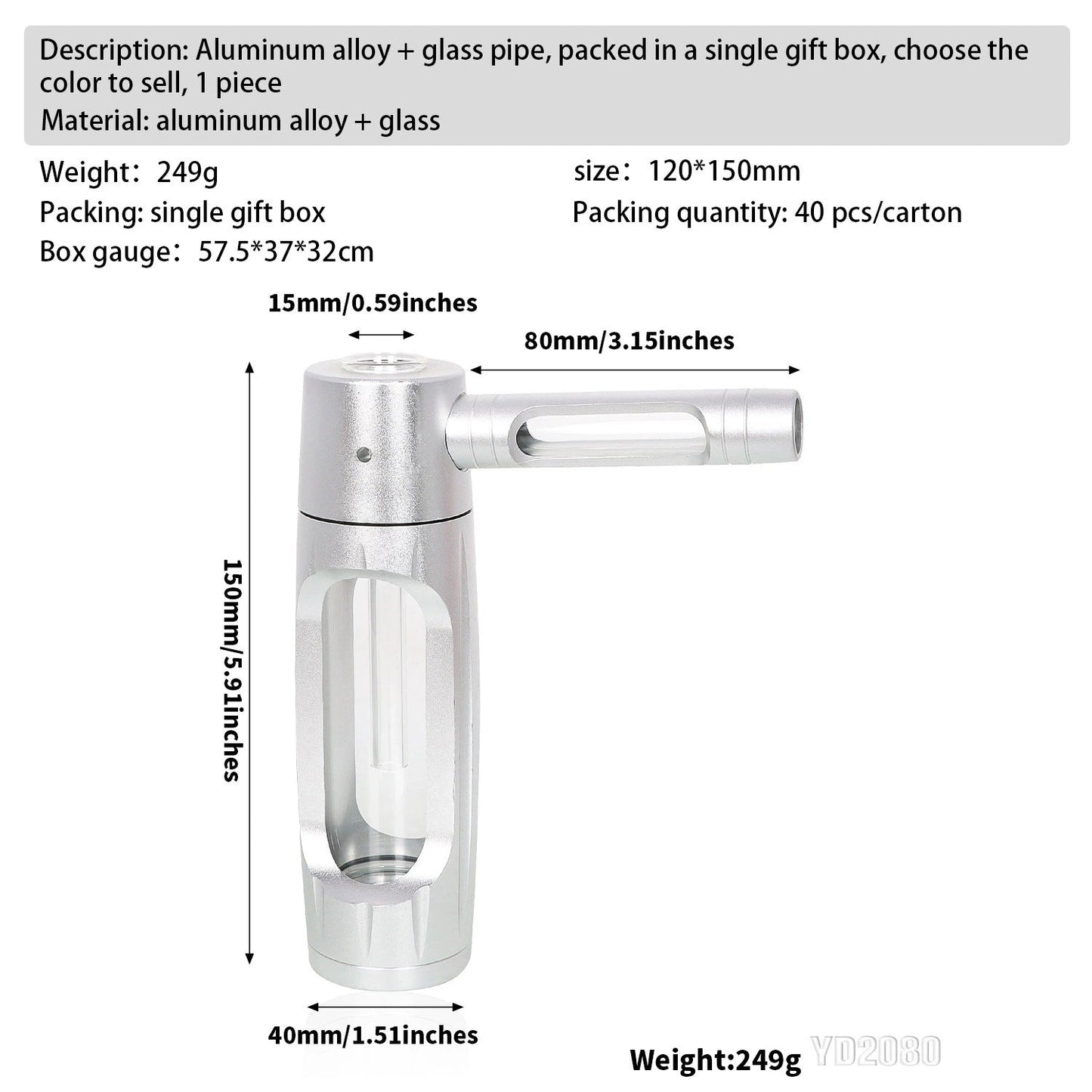 Cross-Border New Arrival Hammer-Shaped Aluminum Alloy Pipe Portable Metal Glass Tobacco Pipe Removable Easy to Clean Pipe Ai-TechWorld 