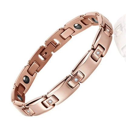 Magnet Improve Sleeping Fashion Rose Gold Couple Bracelet Men's and Women's Titanium Steel Diamond-Embedded Non-Fading Fancy Anti-Static Ai-TechWorld 
