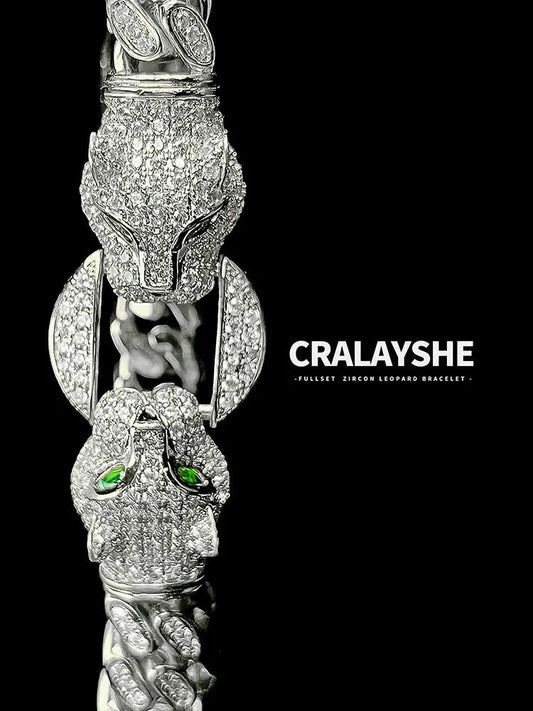 Accessible Luxury Double-Headed Leopard Titanium Steel Hip Hop Style Men's Bracelet Ai-TechWorld 