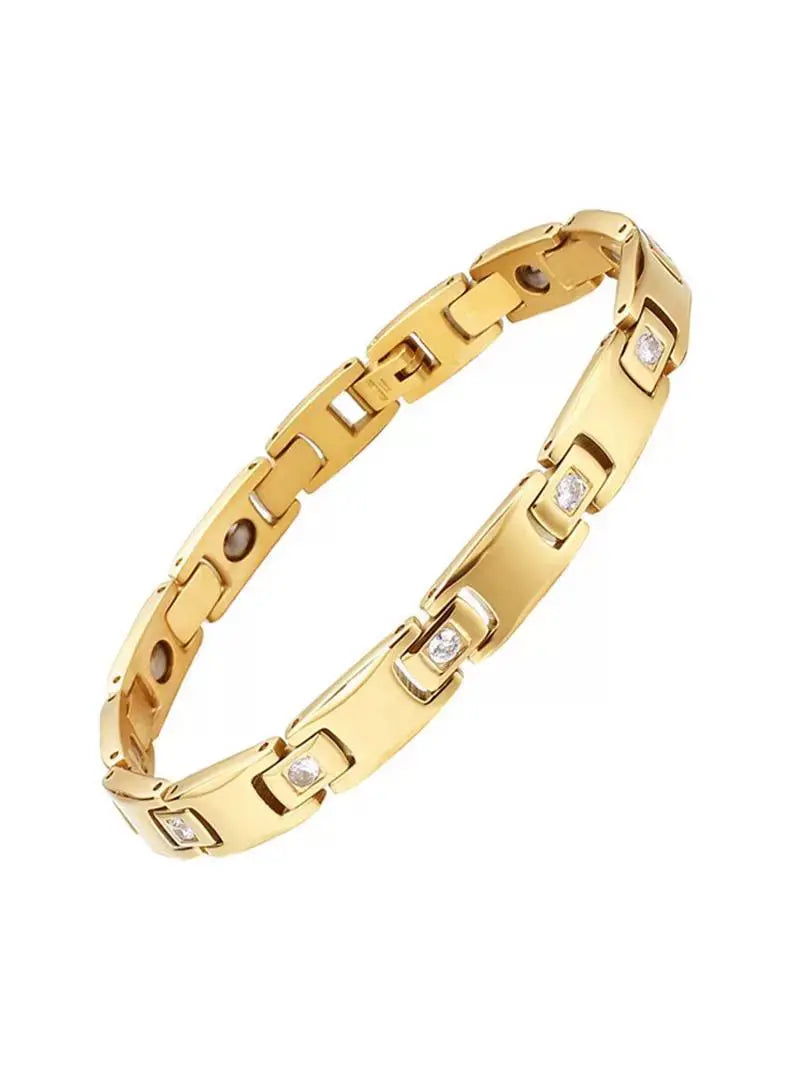 Magnet Improve Sleeping Fashion Rose Gold Couple Bracelet Men's and Women's Titanium Steel Diamond-Embedded Non-Fading Fancy Anti-Static Ai-TechWorld 