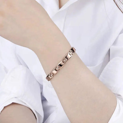 Magnet Improve Sleeping Fashion Rose Gold Couple Bracelet Men's and Women's Titanium Steel Diamond-Embedded Non-Fading Fancy Anti-Static Ai-TechWorld 