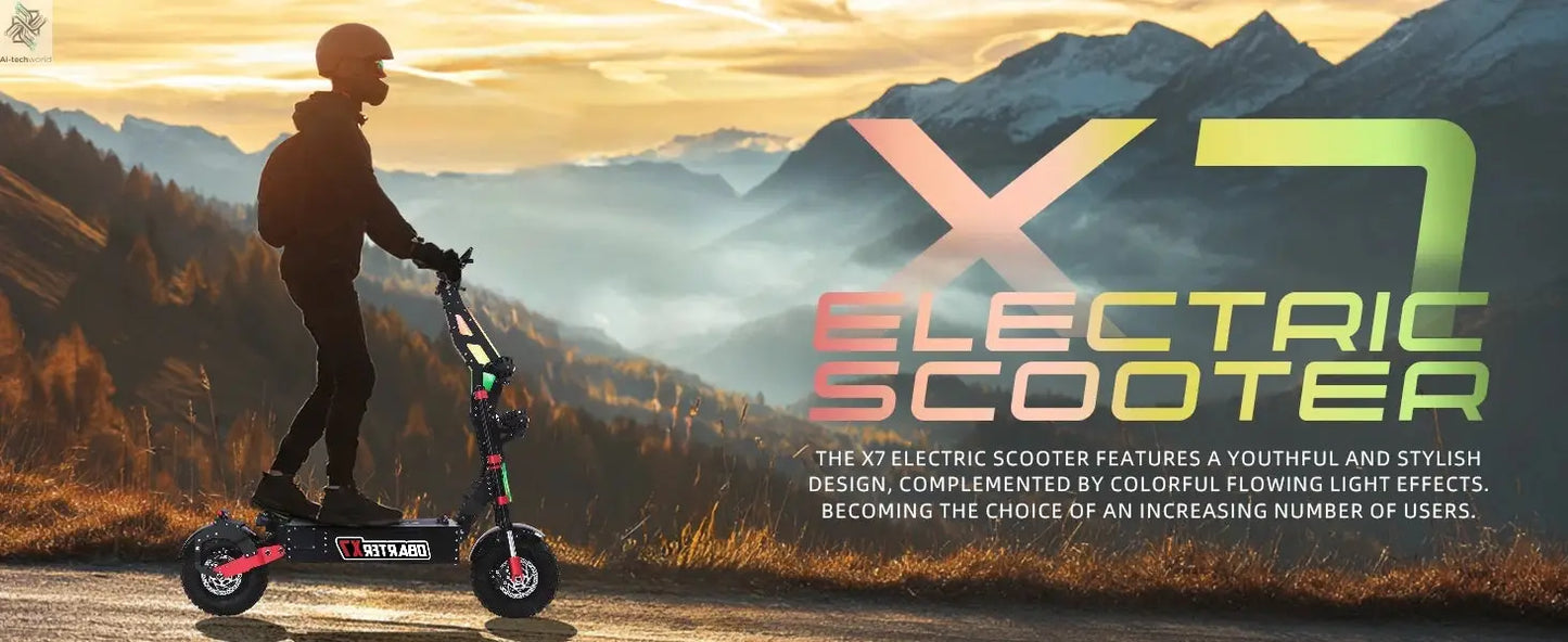 OBARTER X7 8000W Dual Motor Eelectric Scooter 60V40AH 56 Mph 62 Miles Range 14'' Tires E-Scooter UK Stock Electric Kick Scooter - Ai-TechWorld