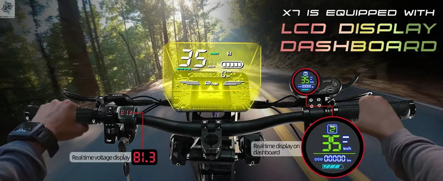 OBARTER X7 8000W Dual Motor Eelectric Scooter 60V40AH 56 Mph 62 Miles Range 14'' Tires E-Scooter UK Stock Electric Kick Scooter - Ai-TechWorld