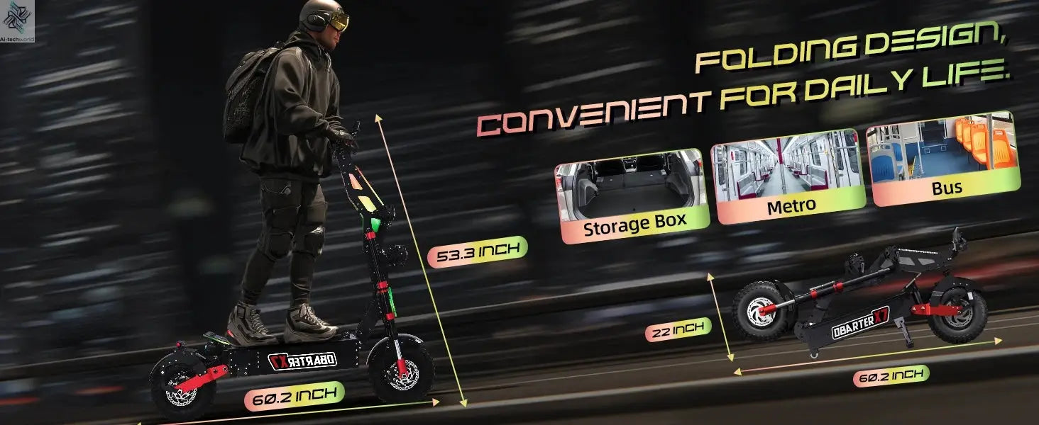 OBARTER X7 8000W Dual Motor Eelectric Scooter 60V40AH 56 Mph 62 Miles Range 14'' Tires E-Scooter UK Stock Electric Kick Scooter - Ai-TechWorld
