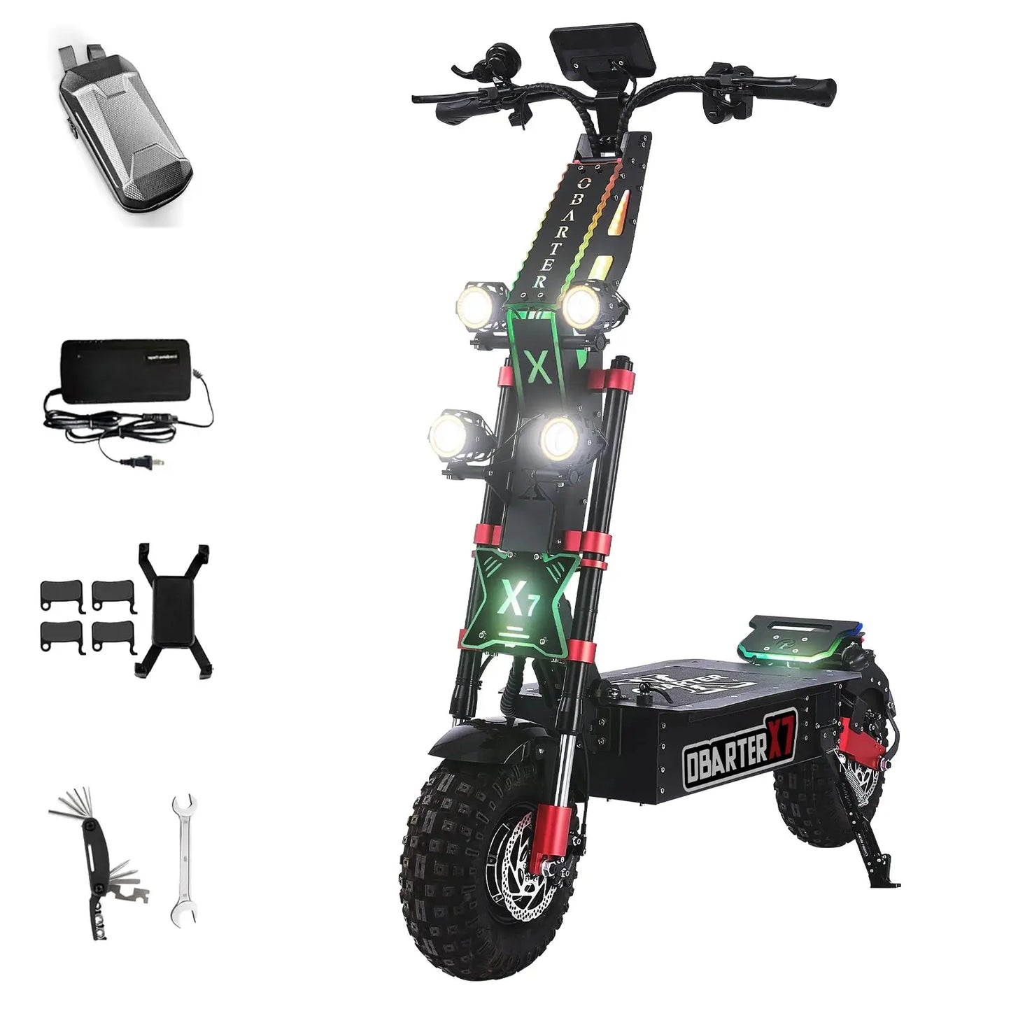 OBARTER X7 8000W Dual Motor Eelectric Scooter 60V40AH 56 Mph 62 Miles Range 14'' Tires E-Scooter UK Stock Electric Kick Scooter - Ai-TechWorld