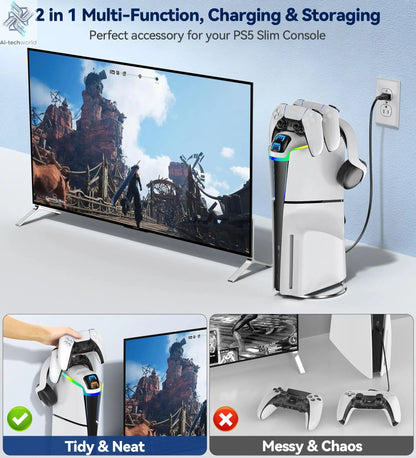 OIVO for PS5 Slim Controller Charger Stand PS5 Slim Gamepad Fast Charging Dock Station for Sony PlayStation 5 Slim Console Ai-TechWorld 