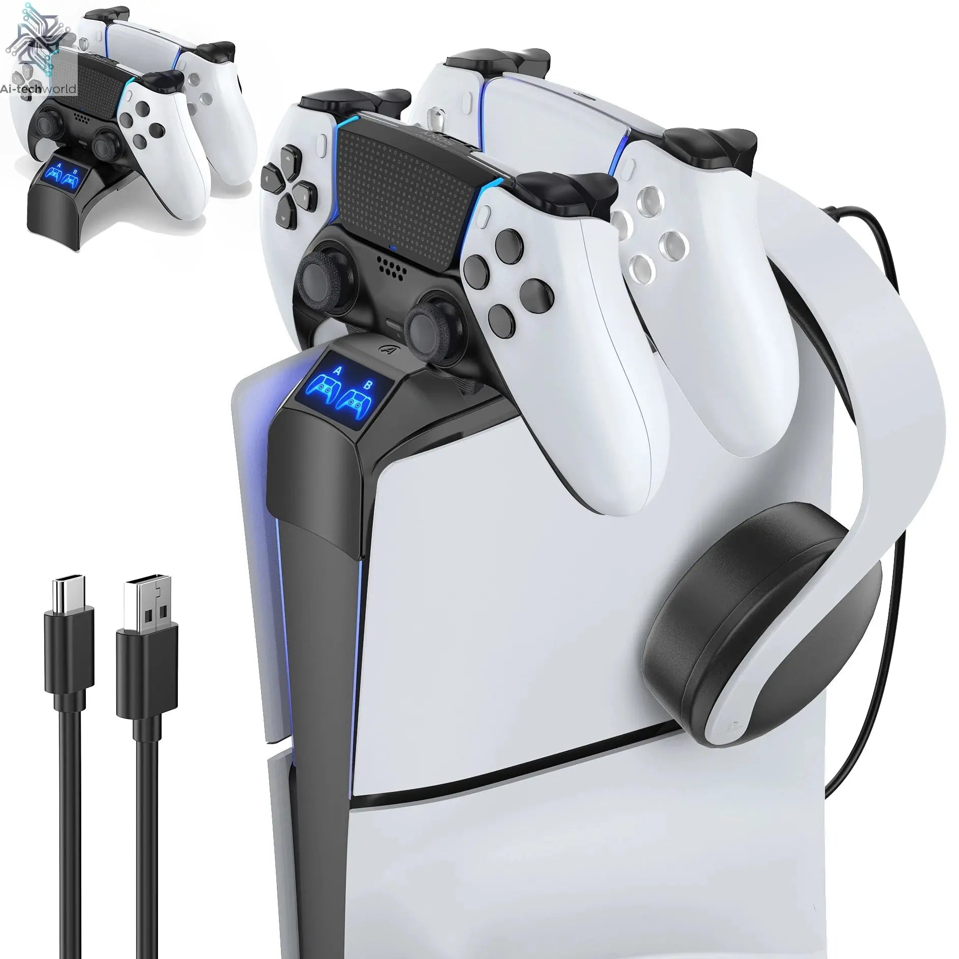 OIVO for PS5 Slim Controller Charger Stand PS5 Slim Gamepad Fast Charging Dock Station for Sony PlayStation 5 Slim Console Ai-TechWorld 