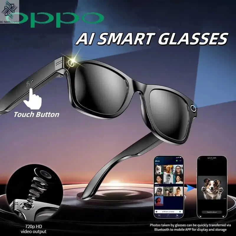 OPPO AI Smart Glasses Ultra Clear Camera Shootingand Recording Touch Sport Sunglasses Bluetooth Call Video Music Player Ai-TechWorld 