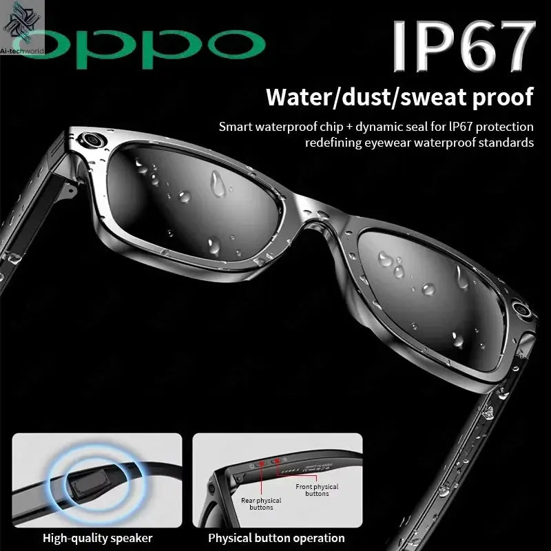 OPPO AI Smart Glasses Ultra Clear Camera Shootingand Recording Touch Sport Sunglasses Bluetooth Call Video Music Player Ai-TechWorld 