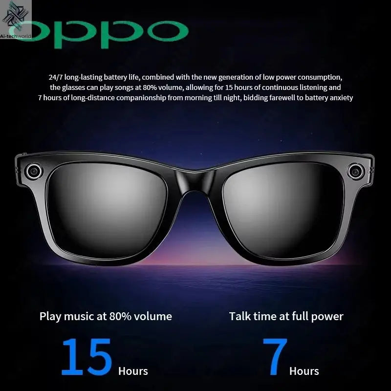 OPPO AI Smart Glasses Ultra Clear Camera Shootingand Recording Touch Sport Sunglasses Bluetooth Call Video Music Player Ai-TechWorld 