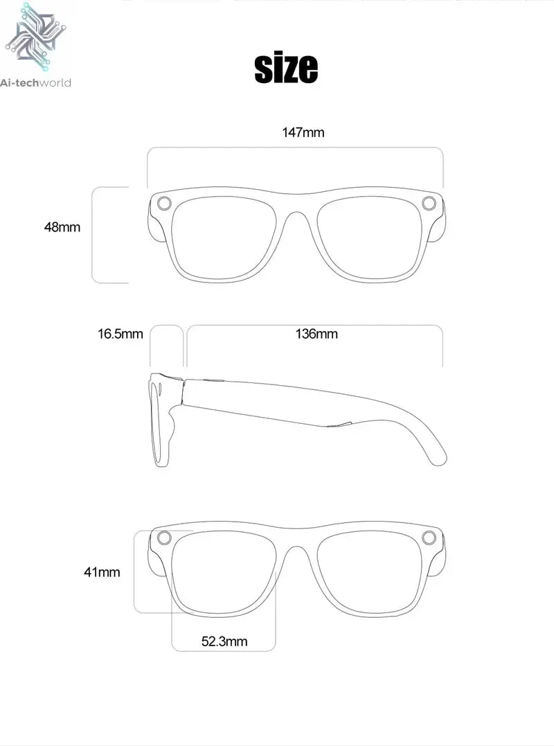 OPPO AI Smart Glasses Ultra Clear Camera Shootingand Recording Touch Sport Sunglasses Bluetooth Call Video Music Player Ai-TechWorld 