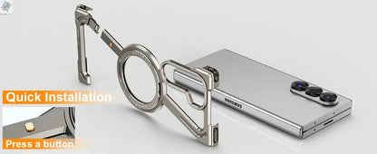 Oatsbasf Aluminium Z Case for Samsung Galaxy Z Fold 7 w/ 360°Rotating Magnetic Stand Frameless Phone Cover Shockproof Bumper Ai-TechWorld 