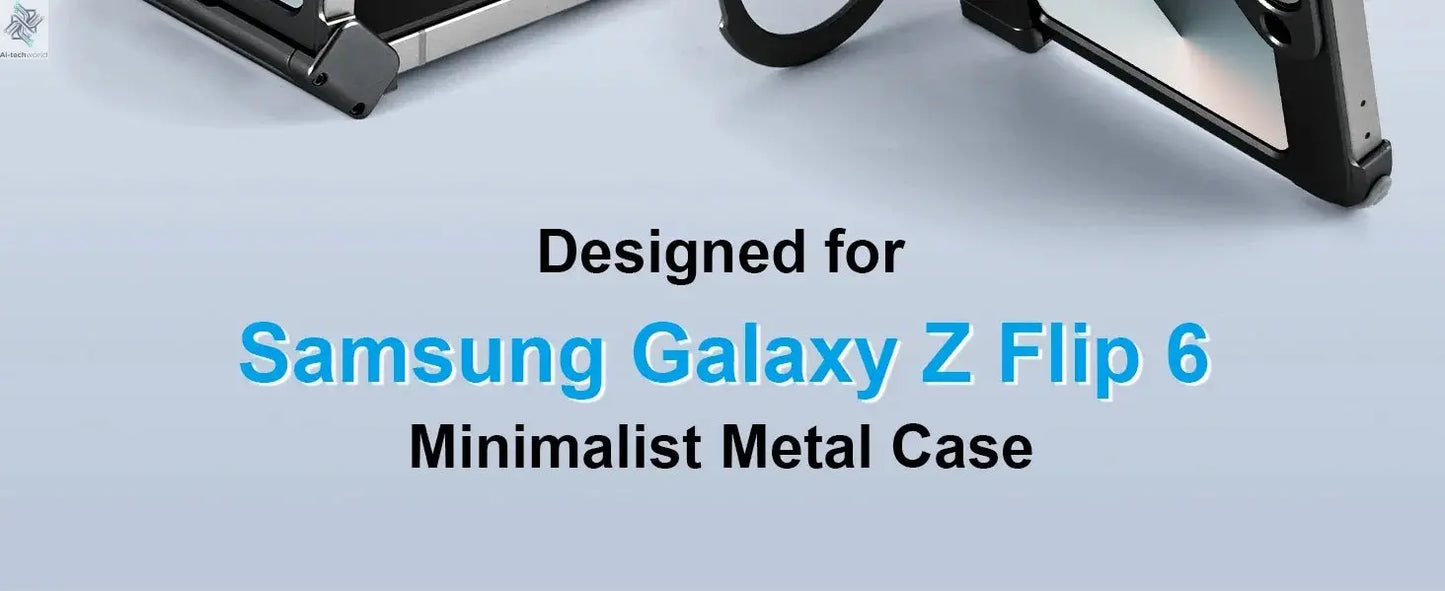 Oatsbasf Metal Frameless Phone Case for Samsung Galaxy Z Flip 7/6 with 360°Rotation Ring Stand Bumper Protective Z Flip 7 6 Case Ai-TechWorld 