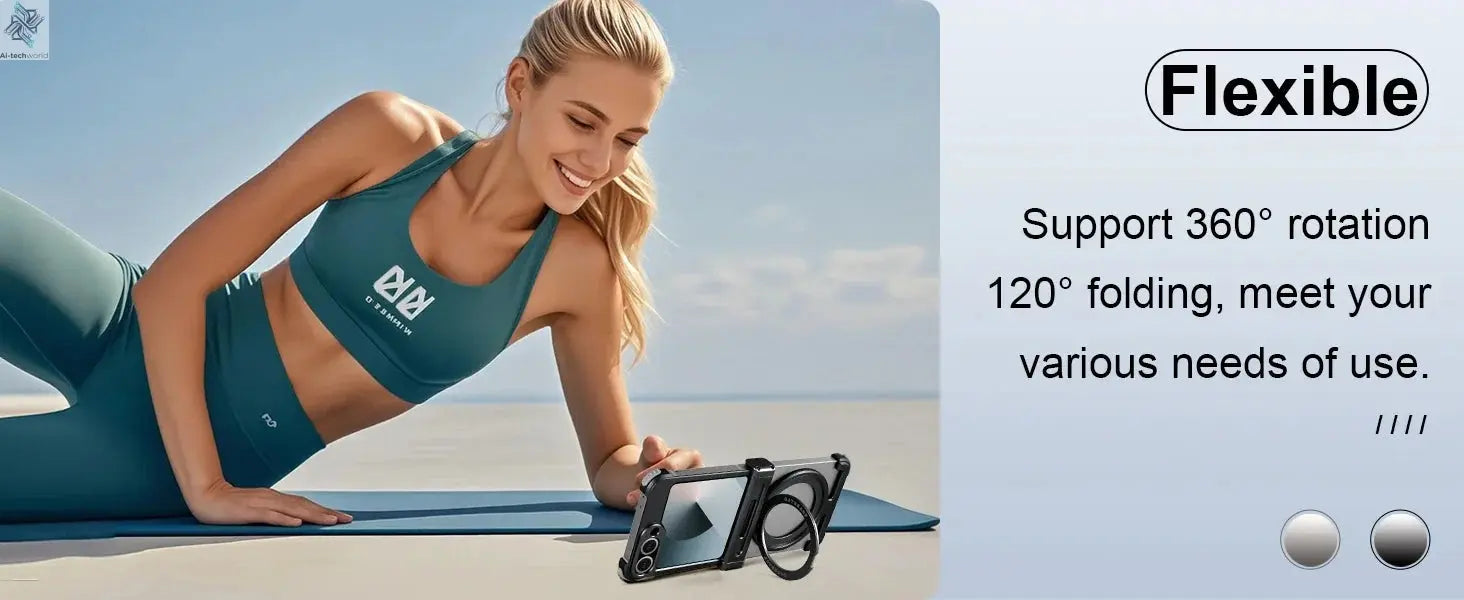 Oatsbasf Metal Frameless Phone Case for Samsung Galaxy Z Flip 7/6 with 360°Rotation Ring Stand Bumper Protective Z Flip 7 6 Case Ai-TechWorld 