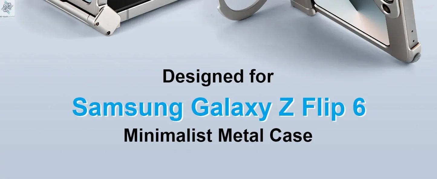 Oatsbasf Metal Frameless Phone Case for Samsung Galaxy Z Flip 7/6 with 360°Rotation Ring Stand Bumper Protective Z Flip 7 6 Case Ai-TechWorld 