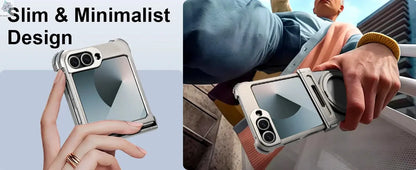 Oatsbasf Metal Frameless Phone Case for Samsung Galaxy Z Flip 7/6 with 360°Rotation Ring Stand Bumper Protective Z Flip 7 6 Case Ai-TechWorld 