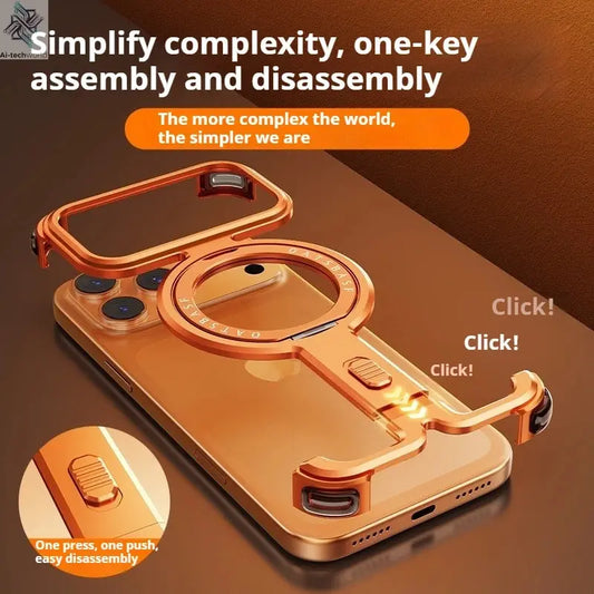 Oatsbasf Metal Phone Case for iPhone 17 Pro Max/17 Pro with Magnetic Stand 360° Rotatable Magsafe Aluminum Metal Frameless Cover Ai-TechWorld 