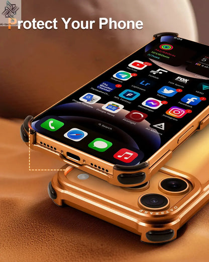 Oatsbasf for iPhone 17 Pro/Pro Max/17 Air Phone Case Metal Frameless Minimalist Wireless Charging Ultra-thin Protective Cover Ai-TechWorld 