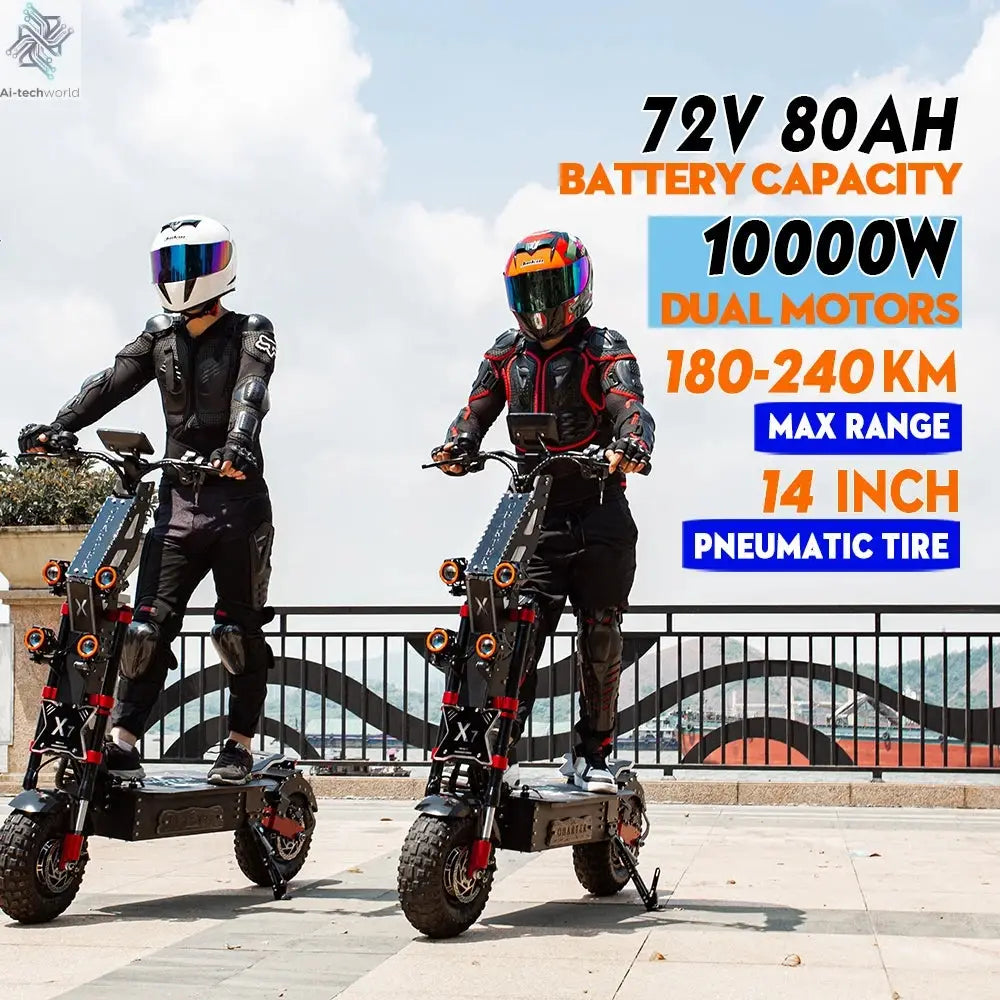 Obarter X7 14" 10000W/8000W Removable Battery Folding e scooter 240KM Long Range Off-Road Fat Tire trottinette électrique adulte Ai-TechWorld 