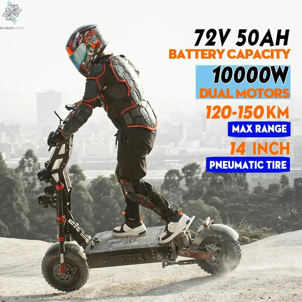 Obarter X7 14" 10000W/8000W Removable Battery Folding e scooter 240KM Long Range Off-Road Fat Tire trottinette électrique adulte Ai-TechWorld 