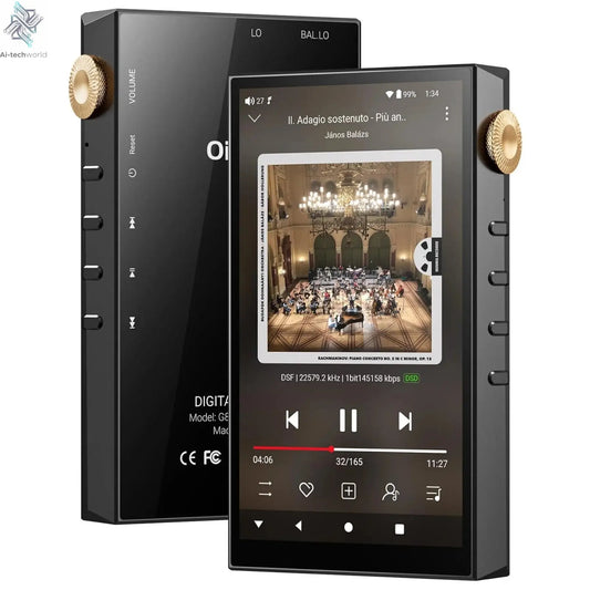 Oilsky 160GB HiFi Hi-Res Audio Player,  Bluetooth and WiFi, 4.4mm Balanced, Dual ESS DAC, 4.02" Digital DSD512 Lossless Spotify Ai-TechWorld 