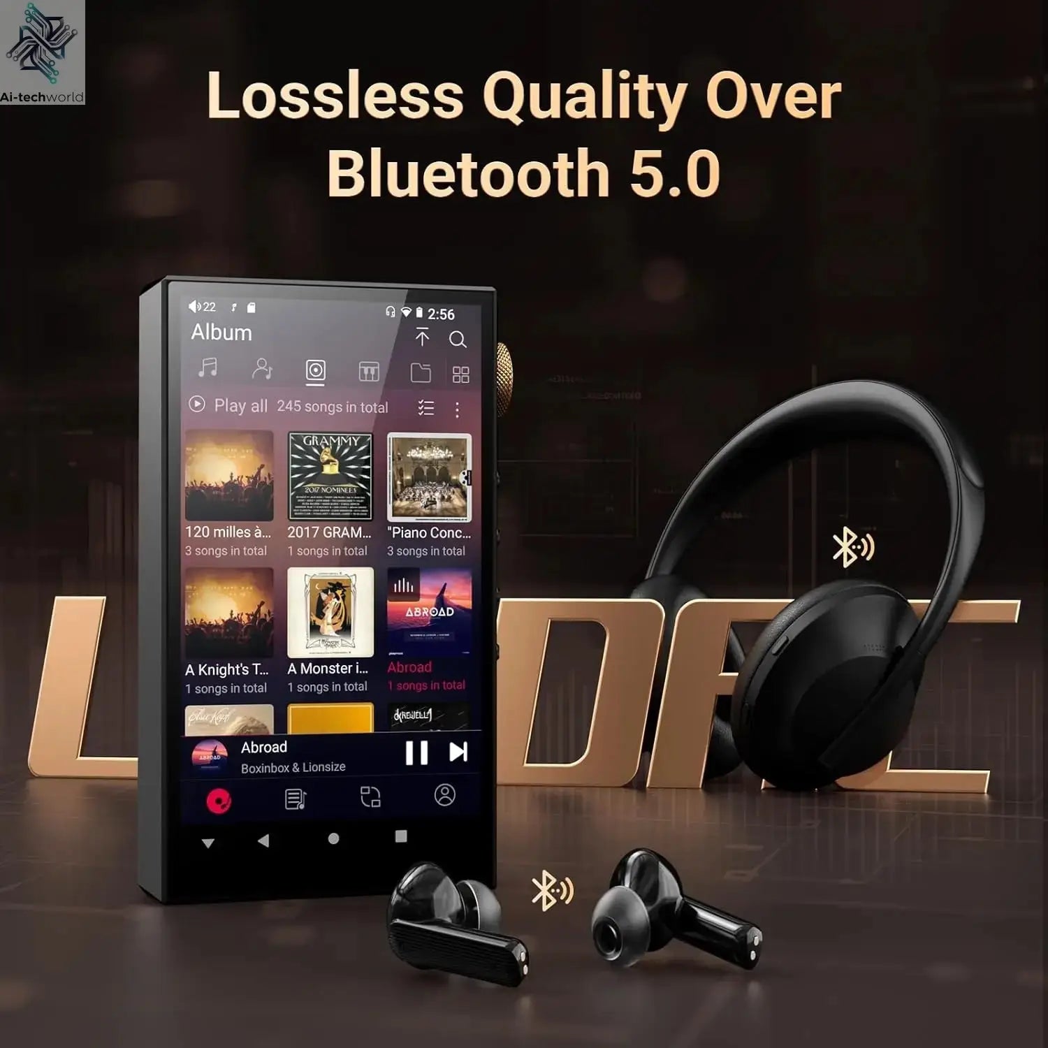 Oilsky 160GB HiFi Hi-Res Audio Player,  Bluetooth and WiFi, 4.4mm Balanced, Dual ESS DAC, 4.02" Digital DSD512 Lossless Spotify Ai-TechWorld 
