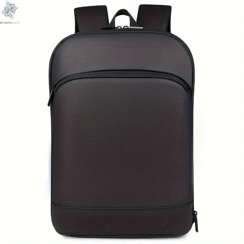 One men's plain business backpack with a luggage strap for commuting. Ai-TechWorld 