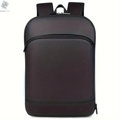One men's plain business backpack with a luggage strap for commuting. Ai-TechWorld 