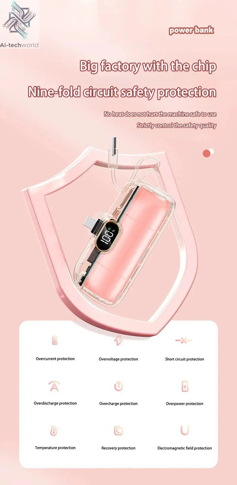 Oneplus Portable 30000mAh Power Bank Capsule Mobile Power Supply Emergency Mini External Battery Fast Charging For iPhone Xiaomi - Ai - TechWorld