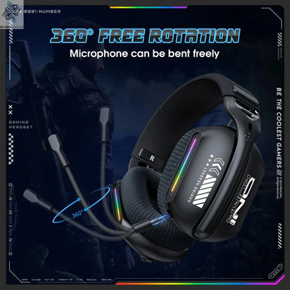 Onikuma Gt808 Three Modes with Mic E-Sports Wireless Gaming Headset Rgb Lighting Supports Bluetooth 5.3 / 2.4g / Aux 3.5mm Ai-TechWorld 