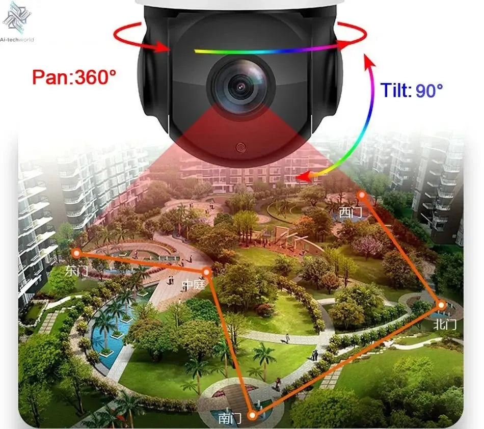 Onvif Metal Laser Infrared Full Color Auto Tracking Cruise 8MP 4K 54X Optics Zoom 360° POE PTZ Speed Dome Surveillance IP Camera - Ai - TechWorld