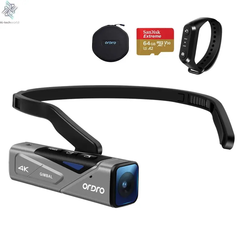Ordro EP7 Digital Camera Head Wearable Motorcycle Vlog Camcorder 4K 60FPS with Remote Control for YouTube Videos Ai-TechWorld 