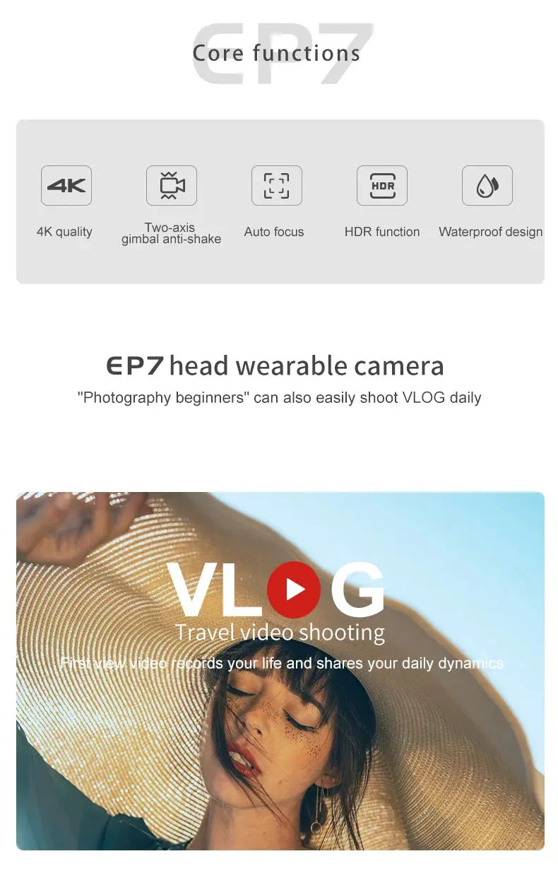 Ordro EP7 Digital Camera Head Wearable Motorcycle Vlog Camcorder 4K 60FPS with Remote Control for YouTube Videos Ai-TechWorld 