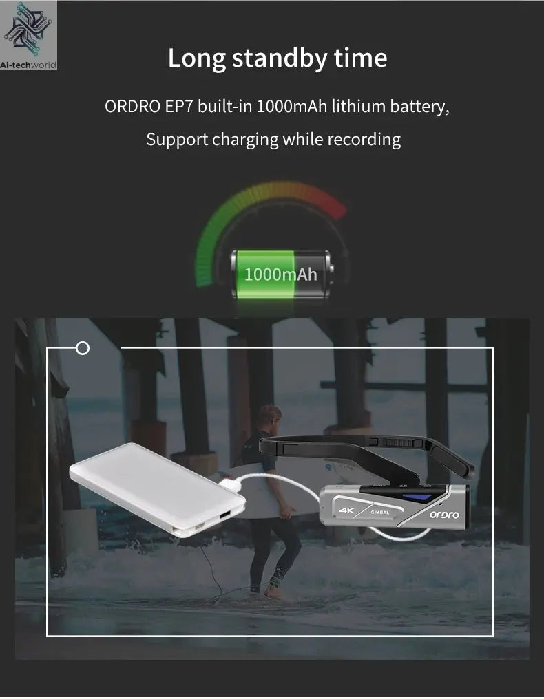 Ordro EP7 Digital Camera Head Wearable Motorcycle Vlog Camcorder 4K 60FPS with Remote Control for YouTube Videos Ai-TechWorld 